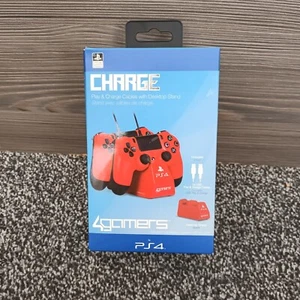 4gamers Cavi Gioco e Ricarica con Supporto Desktop per PS4 ROSSO - Nuovo Sigillato - Foto 1 di 8