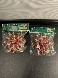 2er Set Old Time Keramik rot Schneeflocke Ornament Elfen bei der Arbeit - Bild 1 von 2