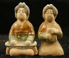 12 cm Chine Tang Sancai porcelaine musicien statue poterie femme statue