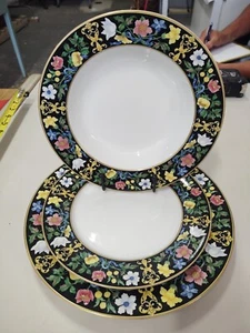 3 pc Pfaltzgraff Bella Donna Bone China Japan Rare Black Floral No Brand - Picture 1 of 4