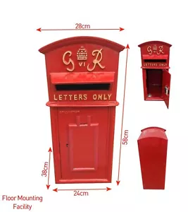 GR Post Box Cast Iron Postal Box Red British Mailbox LARGE Floor Mounting - Picture 1 of 4