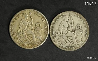 1924 & 1926 VF-XF PERU UN SOL SILVER 2 CROWN LOT! #11517 - Image 1 of 2