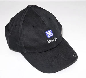 Boing Logo by Nike Black Hat Cap 100% Cotton Adjustable - Picture 1 of 10