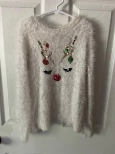 Childrens Place Girls Holiday Sweater Sequined Reindeer Size XS 4 - Picture 1 of 4
