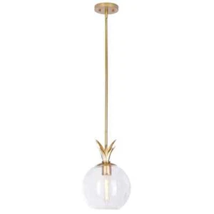 Alsy Escapes 60-Watt 1-Light Brushed Gold Shaded Pendant Light with Globe Clear - Picture 1 of 2