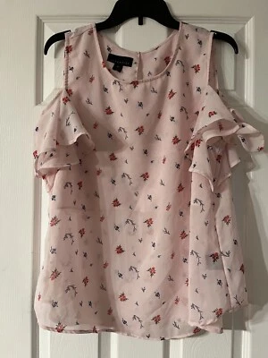 Blusa sin mangas Attention para mujer grande rosa hombro frío forrada transparente hoja boho Foto 1 de 4