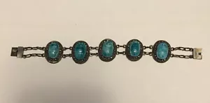 Egyptian scarab bracelet, sterling silver, vintage - Picture 1 of 5