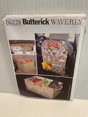 OOP Butterick B6228 Waverly Car Organizers Fabric Boxes Bin sewing pattern Uncut - Image 1 of 4