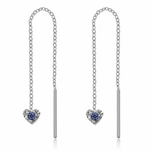 Pendientes Perforador Corazón Diamante 4,0 mm Azul Plata 925  - Imagen 1 de 1