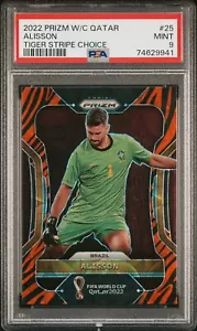 2022 Panini Prizm World Cup Alisson Tiger PSA 9 POP 1 Brazil Liverpool MINT SSP - Picture 1 of 2