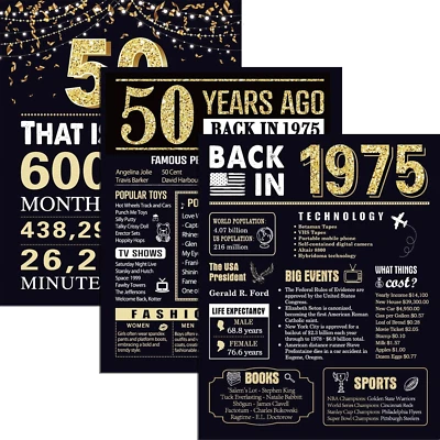 50th день рождения подарки для мужчин 1975 день рождения украшения 3 изделия 11 x 14 назад я... - Изображение 1 из 4