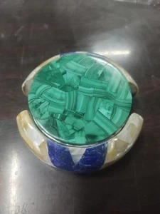 Personalized Marble Coaster Set Handmade Multi Semi Precious Inlay Gemstone Gift - Picture 1 of 7
