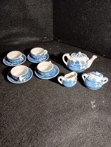 Blue Willow Kinder Miniatur Teeservice Vintage Made in Japan 50er Jahre - 15 Teile - Bild 1 von 7