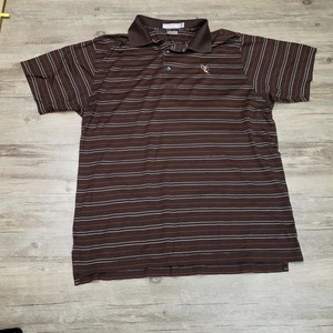 Martin Poloshirt Herren mittelbraun gestreift Hund Golf 100 % Pima Baumwolle Korea - Bild 1 von 7