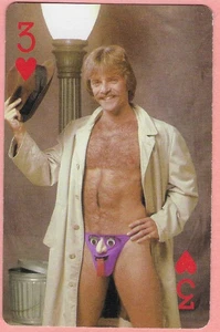 1982 Chippendales Single Swap Playing Card, Male Dancer, Three of Hearts - VG - Picture 1 of 2