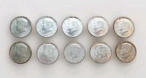 1964 John F. Kennedy Half Dollars, Lot of 10 Coins $5 Face 90% Silver JFK 005 - Picture 1 of 2