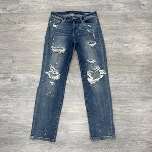 Judy Blue Jeans Damen 9/29 Blau Mid Rise Boyfriend Fit Distressed Stretch - Bild 1 von 14