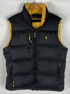 Polo Ralph Lauren Down Puffer Vest RL/150 Pony Logo Black Yellow Men’s Large - Picture 1 of 8