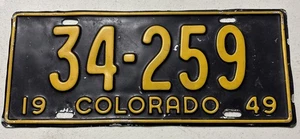 Placa de matrícula Colorado 1949 estado original - Imagen 1 de 2