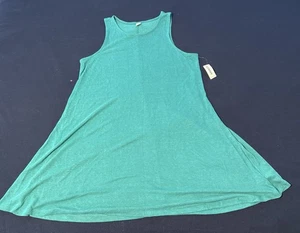 Maxi vestido sin mangas acanalado grande azul marino antiguo en verde azulado L - Imagen 1 de 4