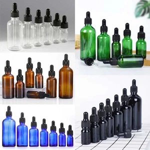 5ml - 100ml Colorful Glass Dropper Bottle w/ Pipette Refillable Drop Container - Picture 1 of 13