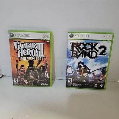 Xbox 360 Bundle Lot of 2 Games Guitar Hero 3 and Rock Band 2 Complete Tested - Image 1 of 3