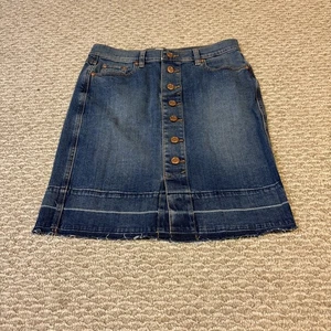 Loft A-Linien Rock WMNS GR. 00P Petite #70308 helle Waschung Denim Mini roher Saum Retro - Bild 1 von 5