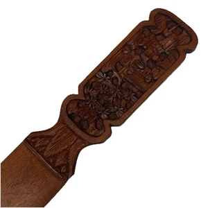 "Página giratoria japonesa vintage tallada a mano de madera de pavo real 10,5""" - Imagen 1 de 7