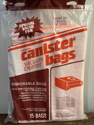 VTG Sears 15 NEW Kenmore Canister Vacuum Cleaner Bags Style 20-5044 - Image 1 of 4