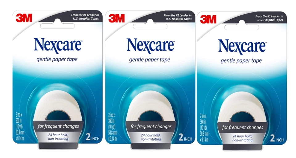 Cinta de primeros auxilios de papel suave Nexcare, 782, paquete de 3 de 2 pulgadas x 10 yardas Foto 1 de 4