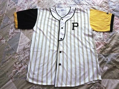 Vintage Starter Pittsburg Pirates Pinstripe Button Up Jersey Size L Embroidered - Image 1 of 4