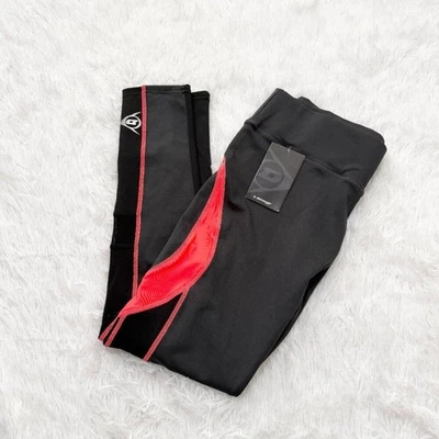Women Dunlop Performance High Waisted Leggings in Black and Red Extra Large - Image 1 of 4