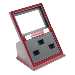 Sports Championship Rings Wooden Display case Shadow Box Without Rings (3 Slots) - Picture 1 of 3