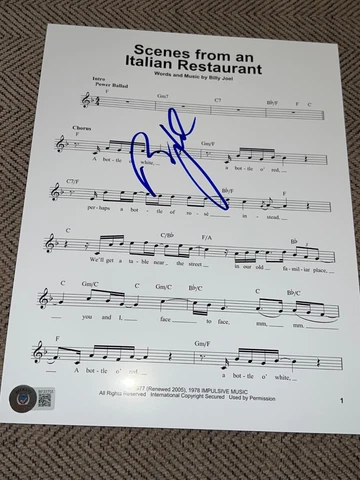 BILLY JOEL SIGNED AUTOGRAPH SHEET MUSIC SCENES FROM ITALIAN PIANO MAN BECKETT D Cover