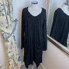 Ischiko Uk 14 Black Knitted Long Sleeve 73% Wool Lagen Look Parachute Dress