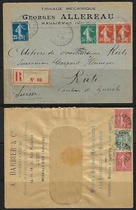 FRANCE 1915 REGISTERED TREIZE VENTE TWO ADVERTISING COVERS TO ZURICH - Picture 1 of 2