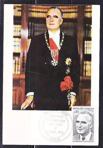 France 1975 FDC Maxi Card Georges Pompidou President of France Sc 1430 Mi 1913 - Picture 1 of 1