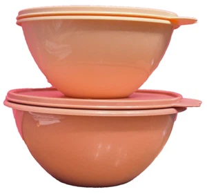 Tupperware Wonderlier Bowls Set x2 Pink Rose 4.6 & 7 Cups Butterfly Seal - Picture 1 of 8