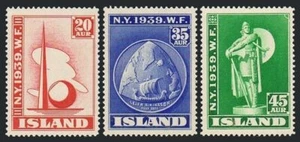 Iceland 213-215,MLH/MNH.Michel 204-206. New York World's Fair,1939.Ship,Statue. - Picture 1 of 1