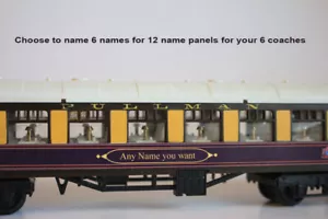 Triang Hornby Pullman shorter Coach Name Plate Panel strip. Any 6 names you want - Picture 1 of 7