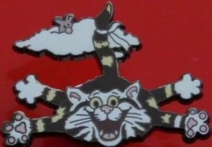 Gary Patterson Cats Clouds Sky Diving Free Fall Comic Pin Modern Enamel Badge 02 - Picture 1 of 1
