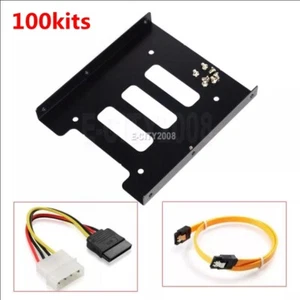 2.5" to 3.5" Bay SSD Metal Hard Drive HDD Mounting Bracket Adapter Tray W/ Cable - Picture 1 of 12