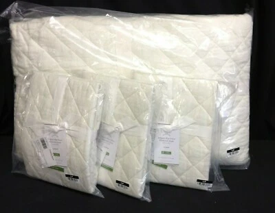 Pottery Barn Classic Ivory Belgian Flax Linen Diamond bed Quilt King Cal 3 shams - Image 1 of 4