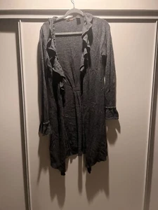 Heather B Sweater Cardigan Ruffles So Cute Autumn Fall Winter Navy Medium Fem - Picture 1 of 5