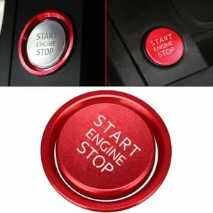 Red Start Stop Engine Switch Push Button Cover Ring Set Aluminium Fit For Audi - Picture 1 of 12