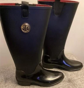 Tommy Hilfiger Damen Kippa Regenstiefel - schwarz - Größe 10 - Bild 1 von 1