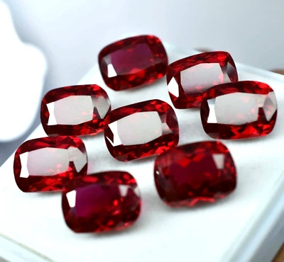 Natural Certified 200 Ct Burmese Red Ruby 19-22 Pcs Loose Cushion Gemstone Lot - Image 1 of 4