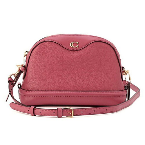 Borsa a tracolla Coach Ivie a cupola in pelle di ciottoli rossa $298 F37863