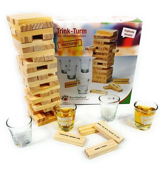 Trinkspiel Holz Partyspiel Erwachsene Wackelturm Trink Party Spiel Partyspiel - Bild 1 von 4