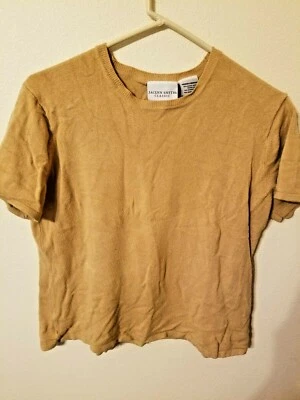 jaclyn smith talla L dorado manga corta manga rayón 23 L 24 en la parte delantera ch Foto 1 de 4